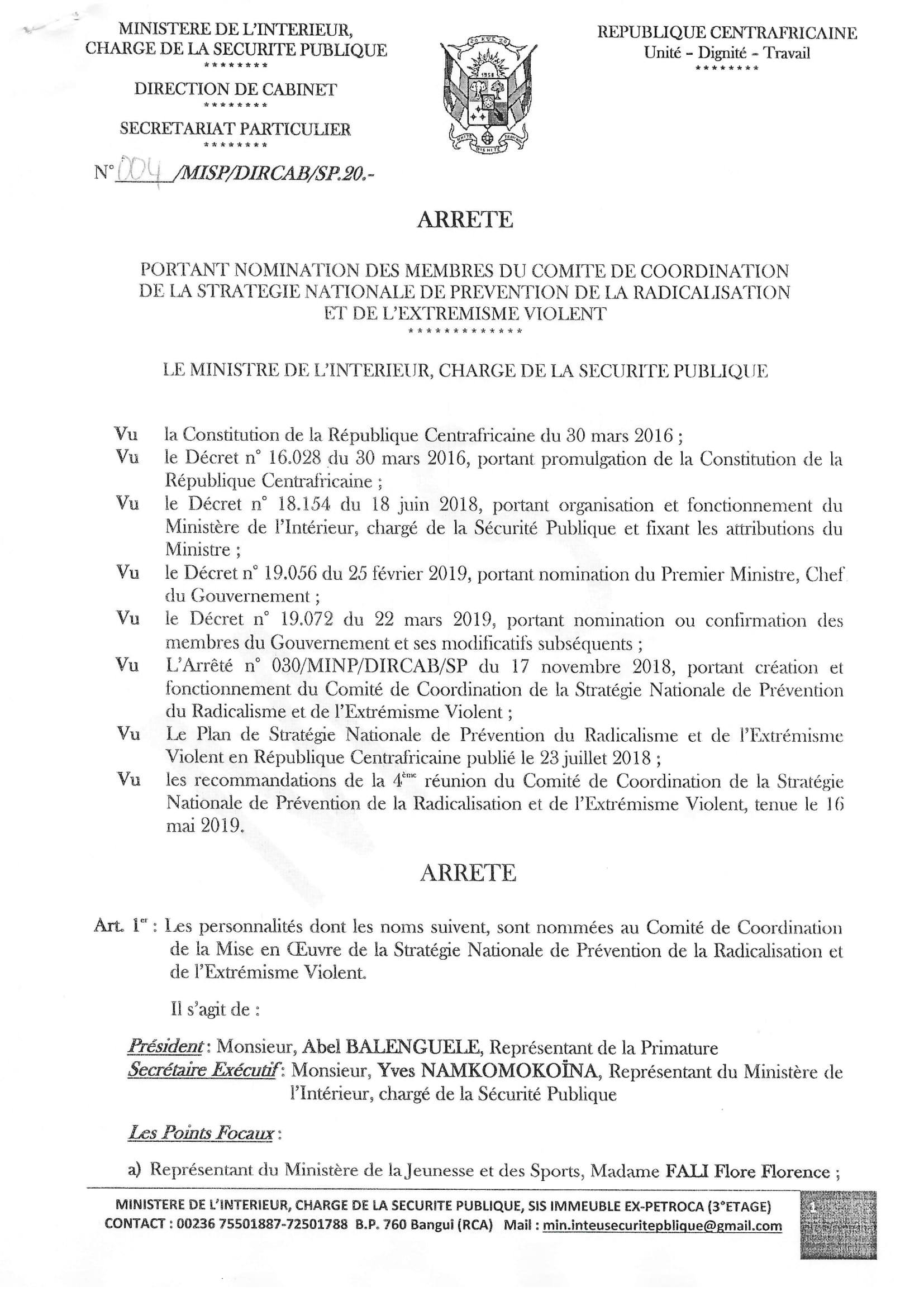 Arrêté ministériel
